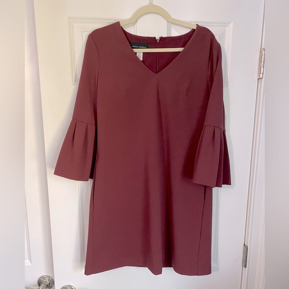 Donna Morgan Maroon Belle Sleeve Dress